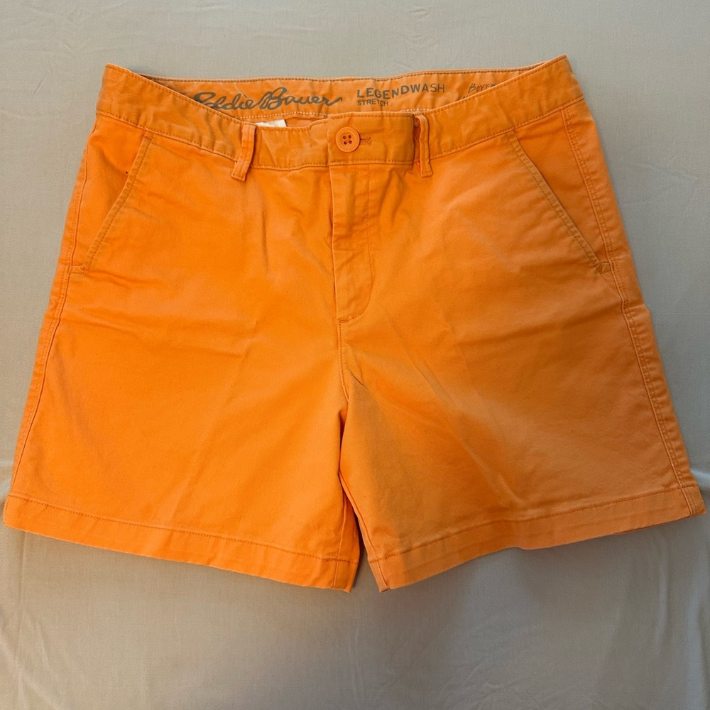 Eddie Bauer Vibrant Orange Stretch Legend Wash Shorts